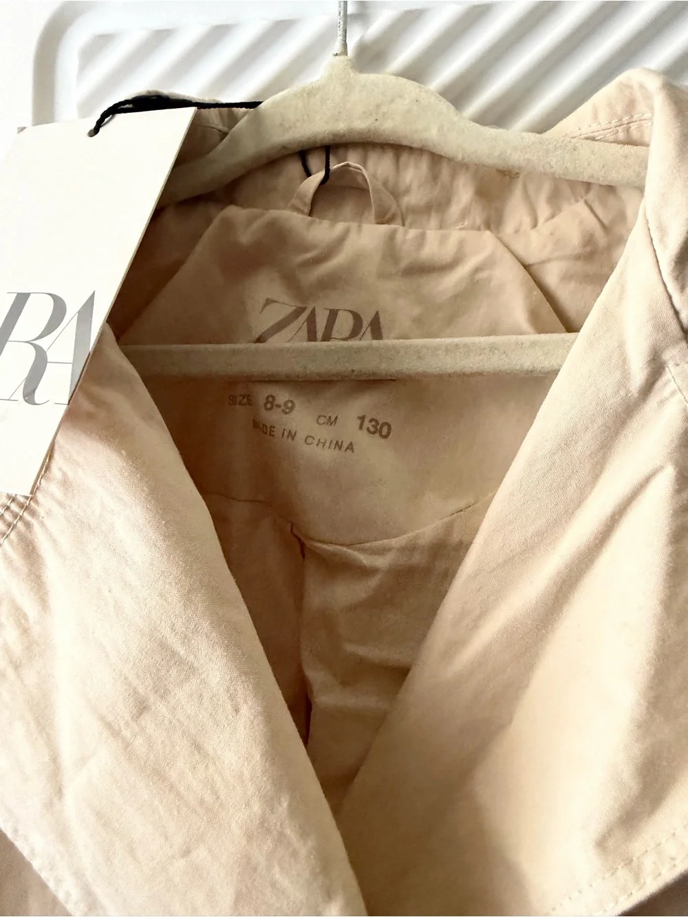 Zara Girls Beige Cropped Trench Jacket